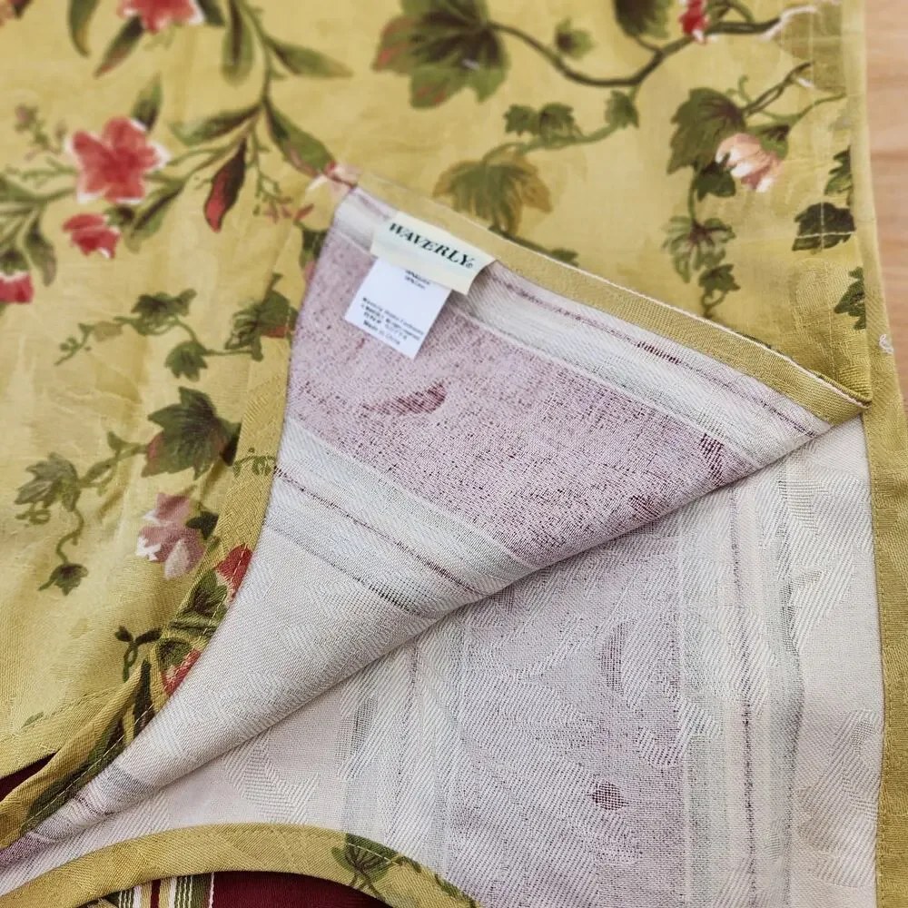 Waverly Scalloped Two Tier Valance Curtain Panels- Set of 2- Chianti Gold 78